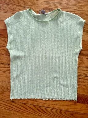 TanJay Sage Green Short Sleeve Textured Knit Top